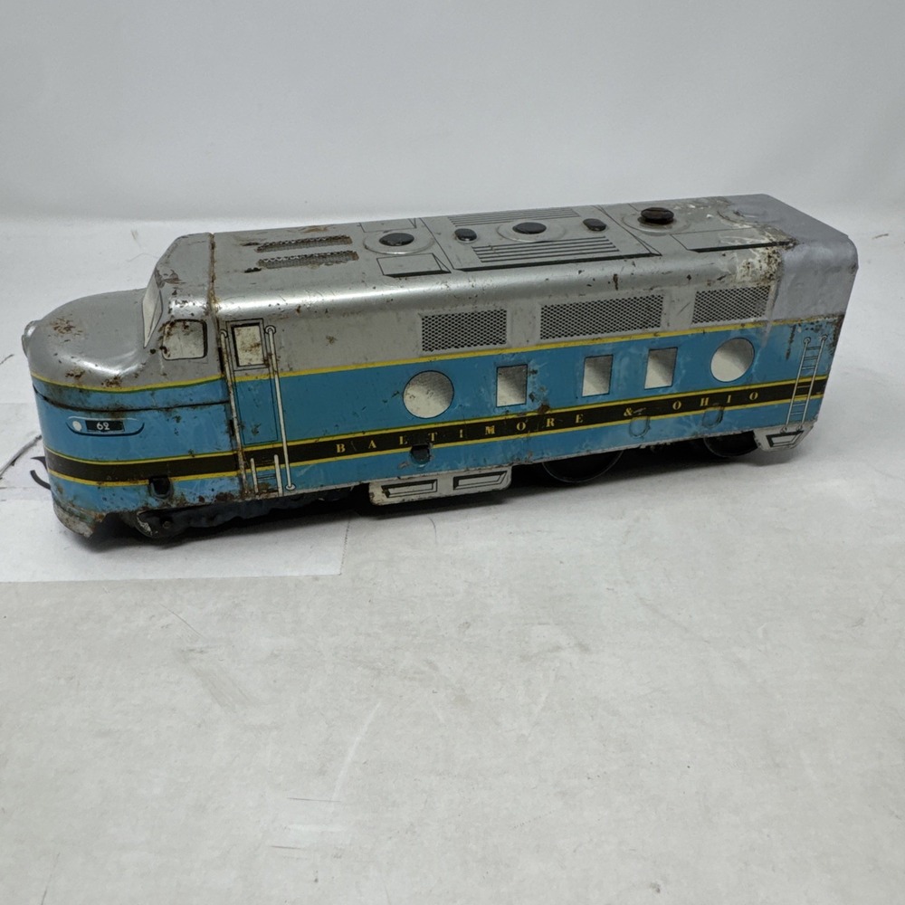 Marx Baltimore & Ohio Diesel Locomotive O Scale Blue Silver Tin Litho‎ Engine 62